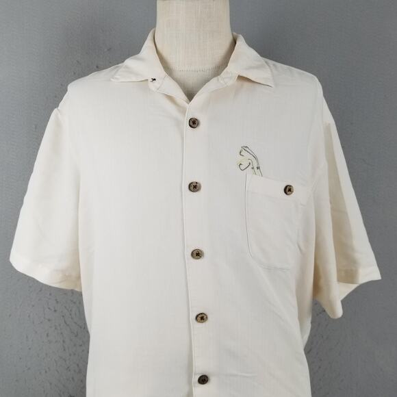 Caribbean Shirt Mens XL Embroidered Parrot Golf Rayon Blend Button Up Casual - Picture 2 of 15
